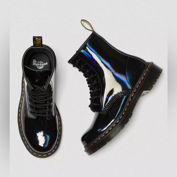 Dr. Martens Shoes - New Dr. Martens Womens 1460 W Rainbow Patent Leather Boot, Black Size 7